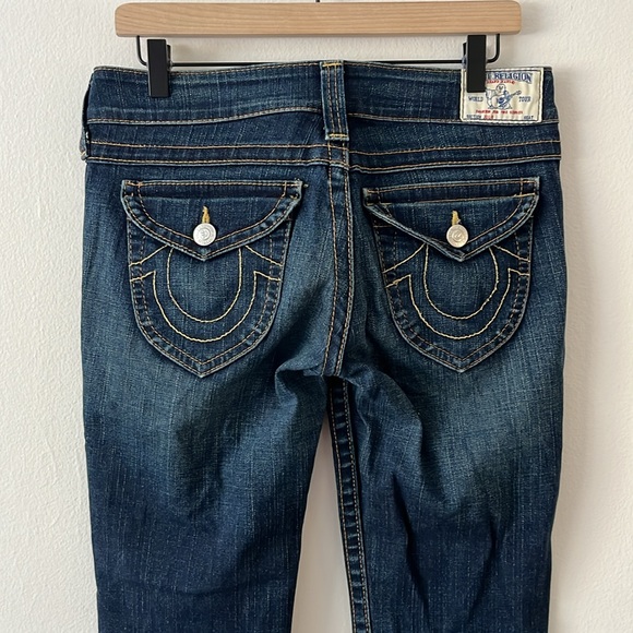 True Religion Cuffed Skinny Jeans Low Rise Dark Wash Flap Button Pockets size 29 - Picture 8 of 14